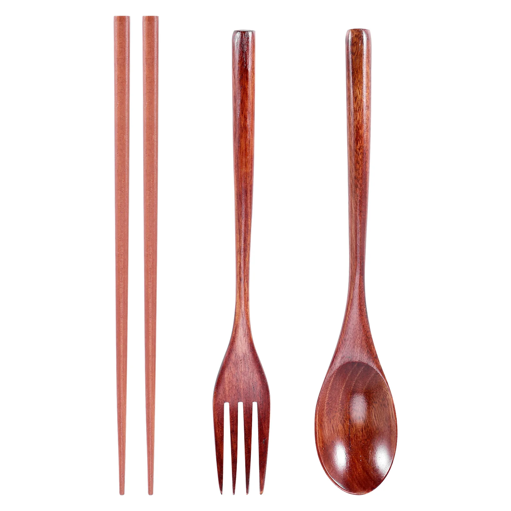 

Wooden Cutlery Set Portable Eco Friendly Reusable Flatware Utensils Set Spoon Fork Chopsticks for Camping Office Lunch