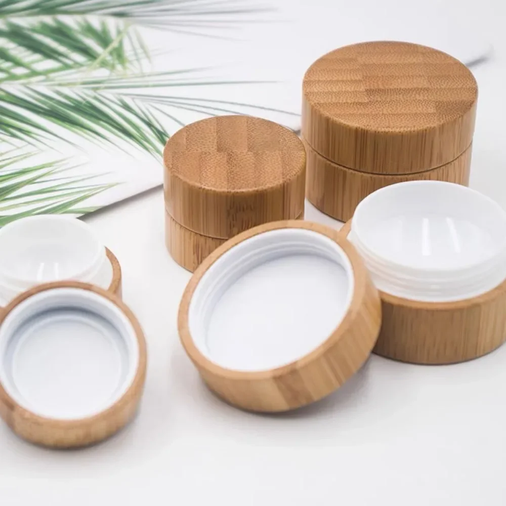 

1Pc Multifunctional Bamboo Bottle Cream Jar Nail Art Mask Cream Refillable Empty Cosmetic Makeup Container Bottle Storage Box