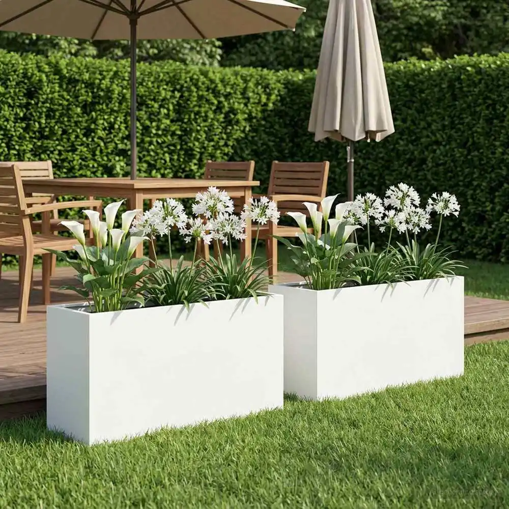 Cache-pot de jardin 2 pièces blanc 80 x 30 x 40 cm