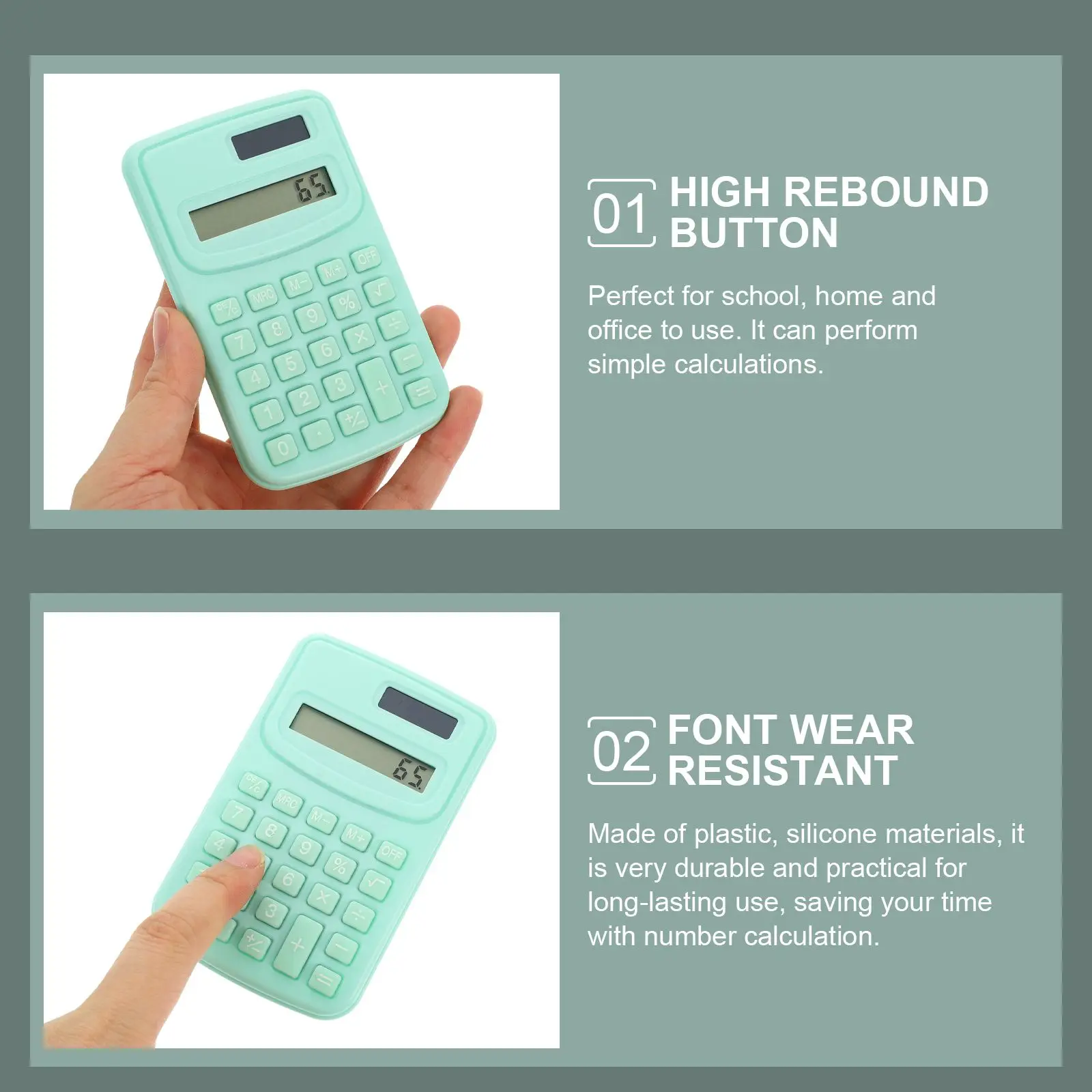 Portable Calculator Candy Color Lovely Office Electronic Pocket Silica Gel Student Cartoon Basic Small Handheld For School Home