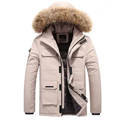 Winter Hooded Windbreaker Parka Mens Thick Warm Cotton Padded Jacket Military Tactical Pockets Casual Coat Work Wear Overcoat