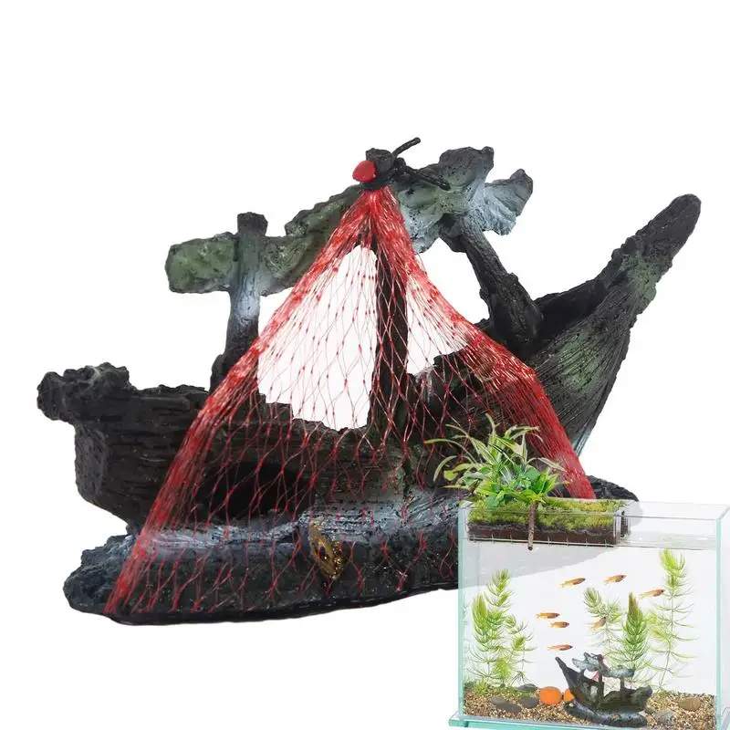 

Shipwreck Aquarium Decoration Mysterious Landscaping Resin Figurine in Bright Colors for Aquarium Fish Tank home Decoration