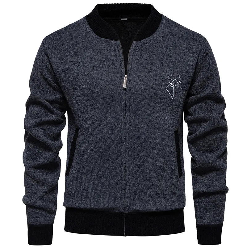 Men Casual Cardigans Sweaters Winter Sweatercoats Jackets Quality Men Fleece Thicker Warm Stand-up collar Fit Cardigans Coats 3X