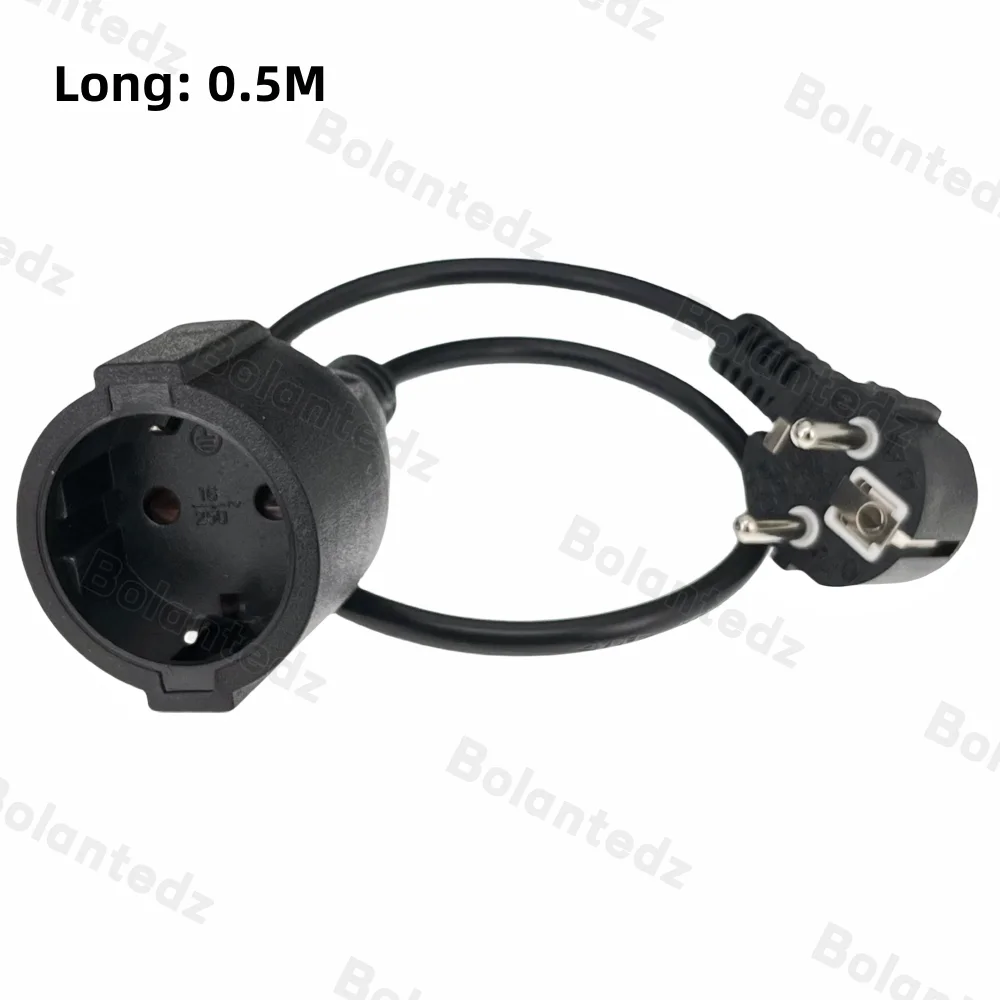 Cable de extensión Schuko macho a hembra M/F de 0,5 m, Cable de extensión de alimentación de 2 clavijas UE Europa Europa Europa Alemania CEE 7/7 para PDU UPS