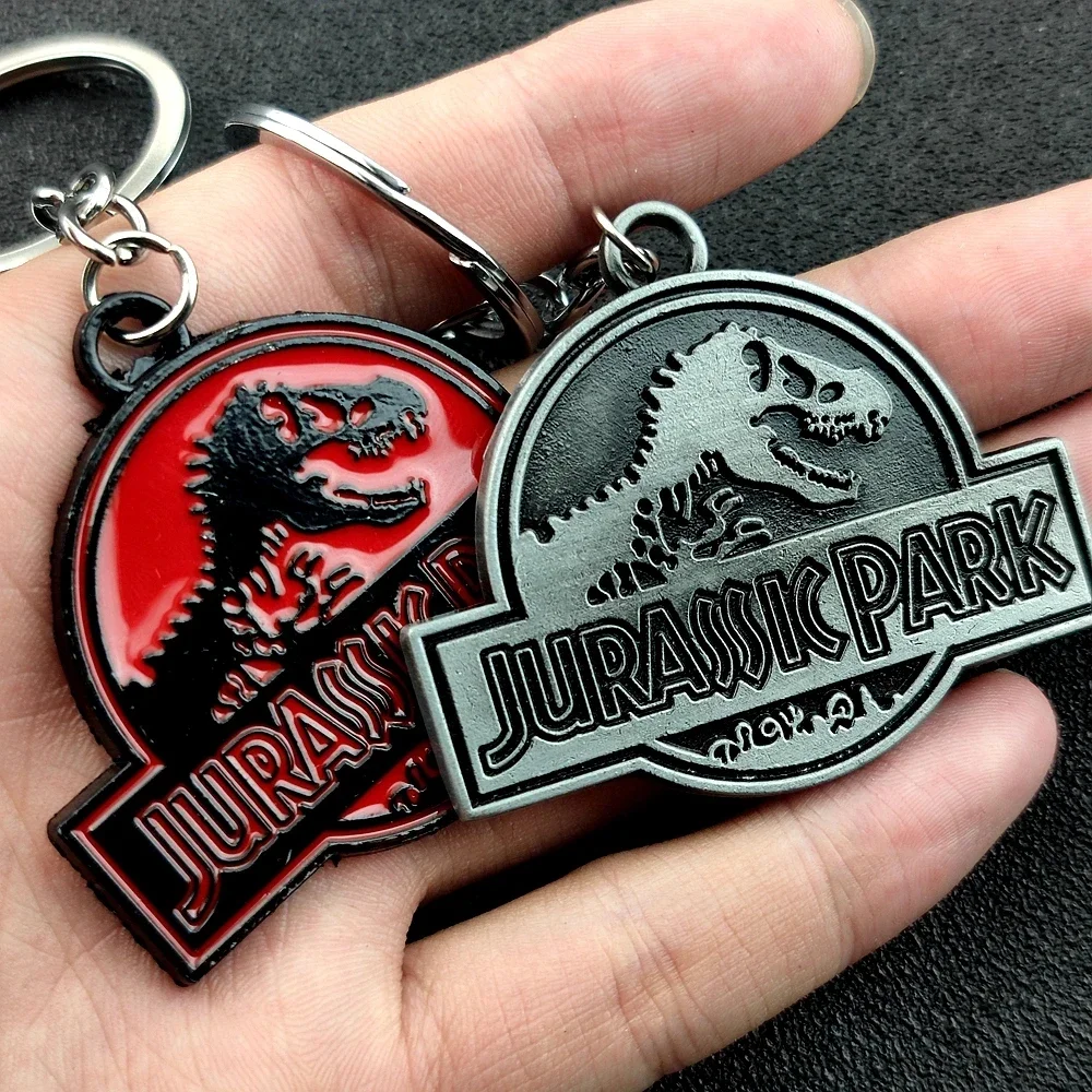 Llavero de dinosaurio Jurassic Park, colgante de Jurassic World, llaveros de Metal Holde para mujeres y hombres, Chaveiro