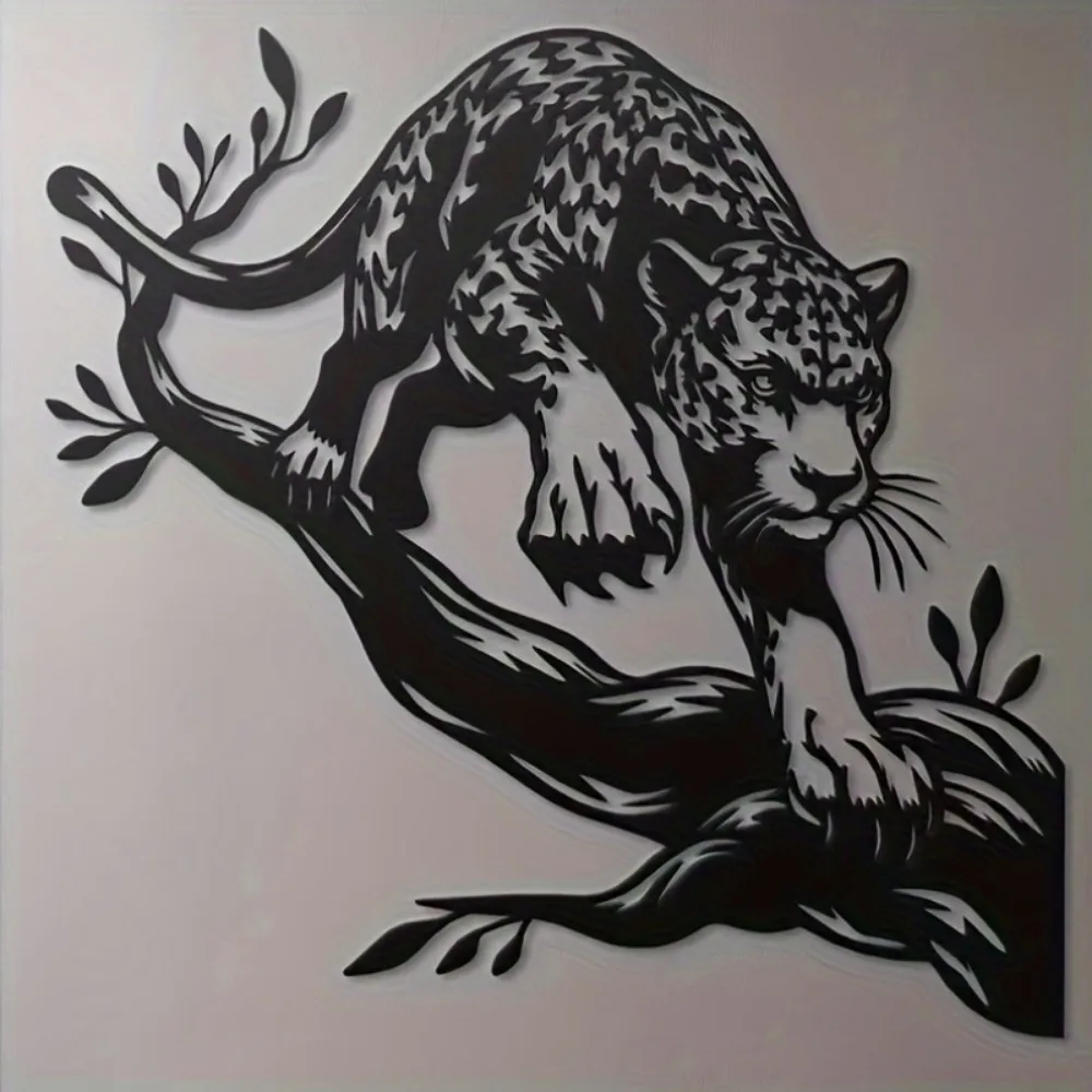 CIFBUY Iron Wall Art Leopard Metal Sculpture Jungle Decor Sign for Home Indoor Outdoor Yard Easy Hang