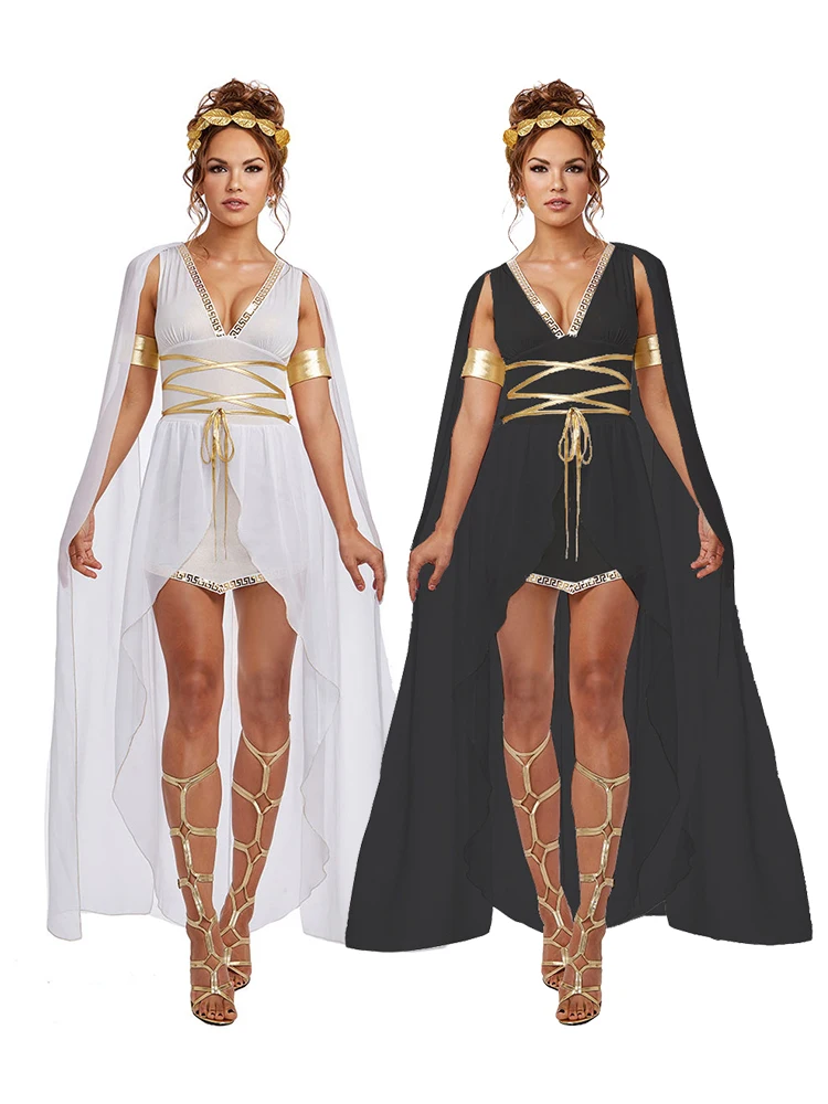 

Medieval Costume Ancient Goddess Halloween Costume Queen Athena Dress Cosplay Polyester Material Fashionable Women's Clothing
