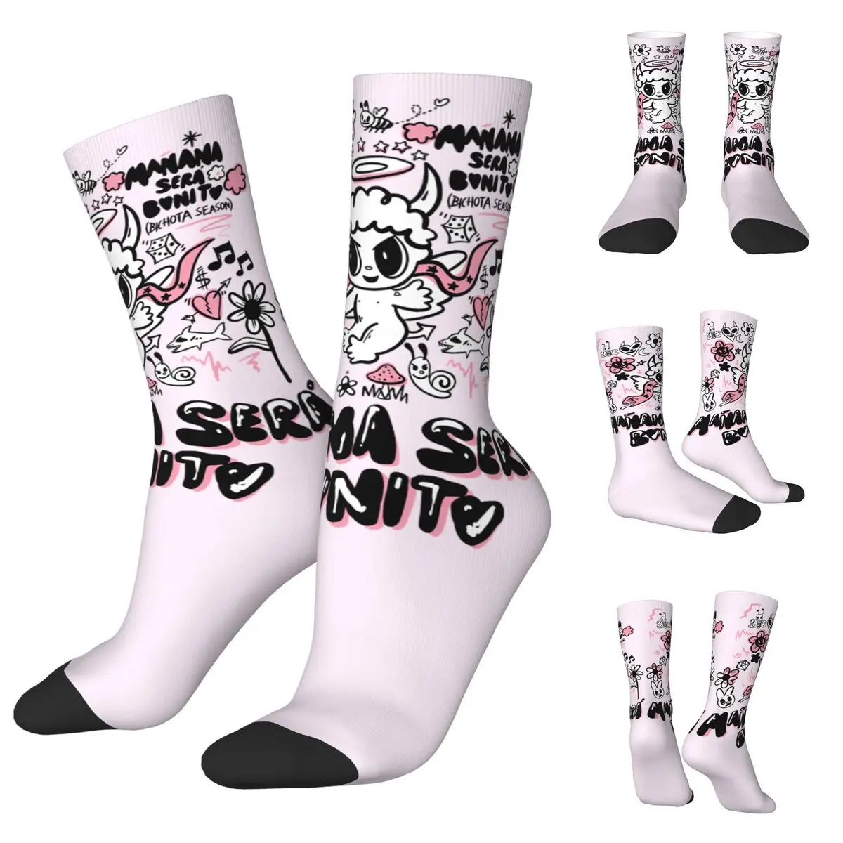 90s Manana Sera Bonito Bichota Karol G T cosy Unisex Socks,Hiking Happy 3D printing Socks,Street Style Crazy Sock