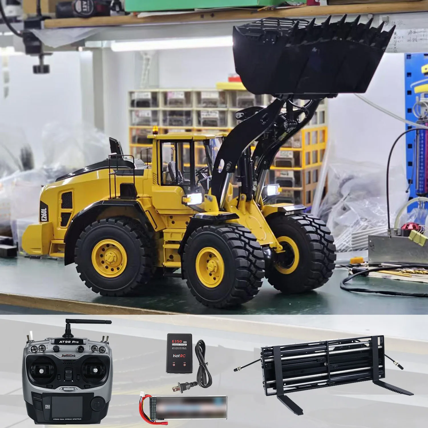 Toy Metal 1/14 RTR E260L Hydraulic RC Loader Remote Control Heavy Machine Car Battery Painted Finished Truck Vehicle for Boys