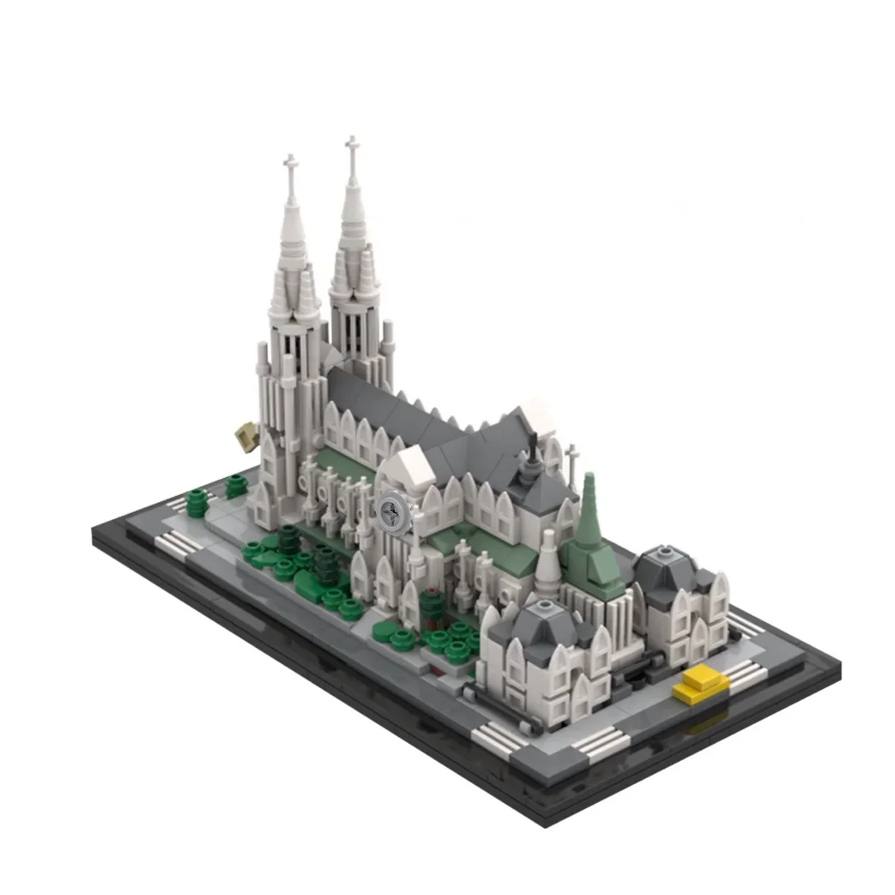 MOC Catedral de San Patricio, modelo 1:800, bloques de construcción, vista de ciudad famosa de Nueva York, arquitectura clásica de Iglesia, juguete para regalo