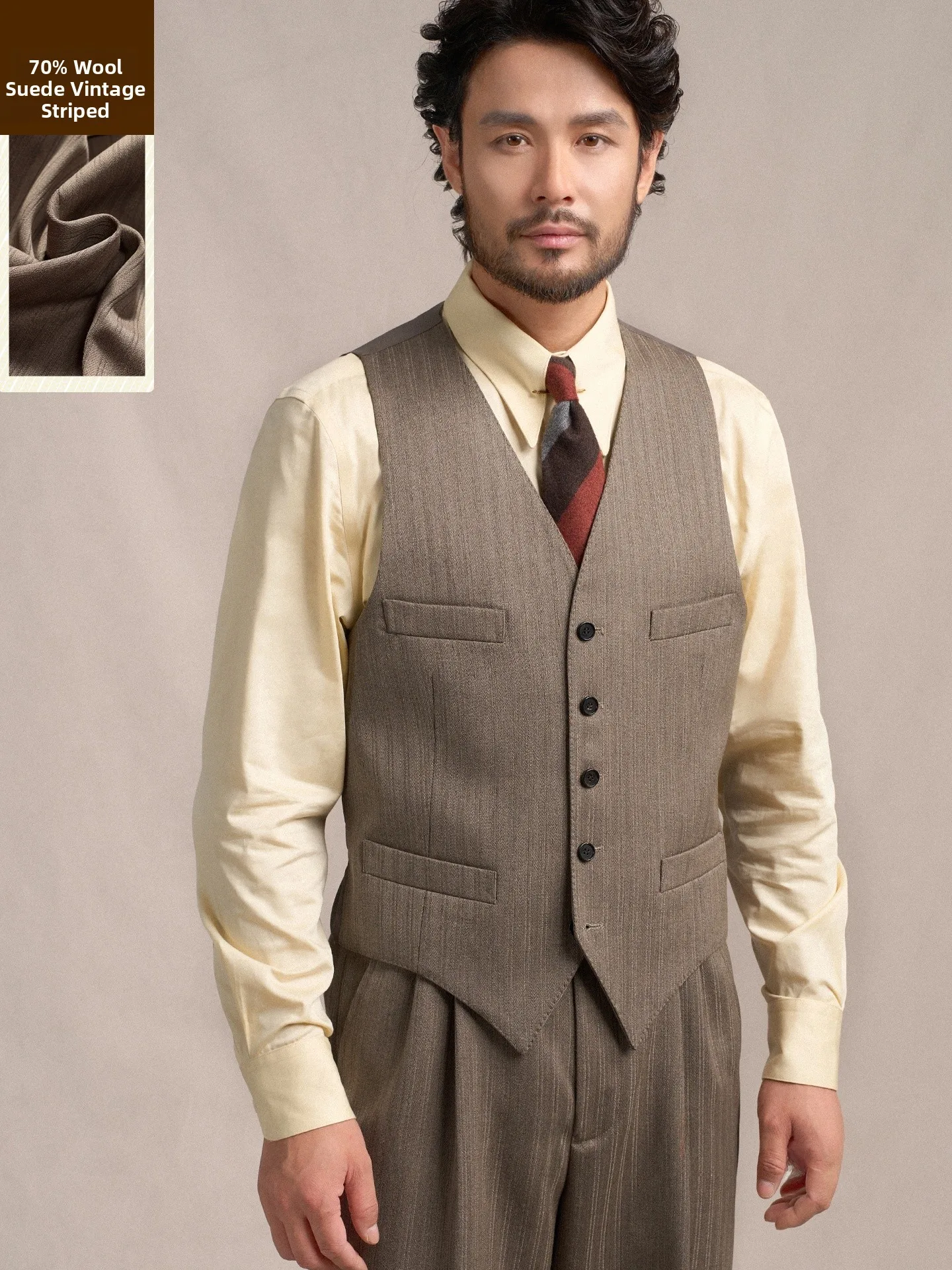 

Мужской утепленный шерстяной жилет CULTUM с V-образным вырезом на одной пуговице, в полоску, осенне-зимний, деловой повседневный, молодежный стиль