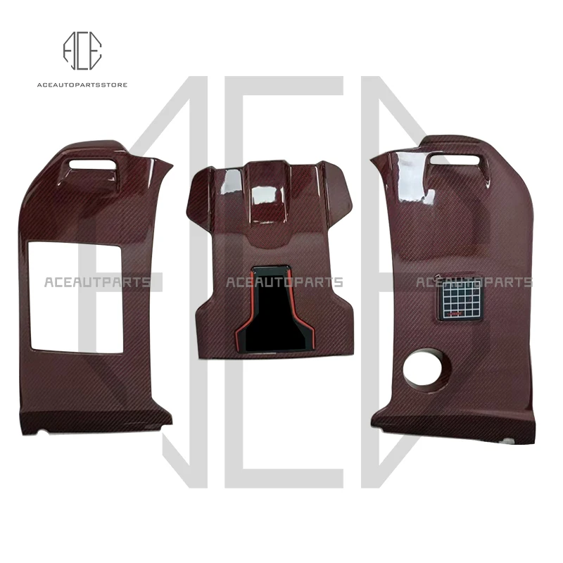 ROCKET Style Dry Carbon Fiber RED B900 Engine Cover With Badges Set For Benz W463A W464 G-Wagon G-Class G63