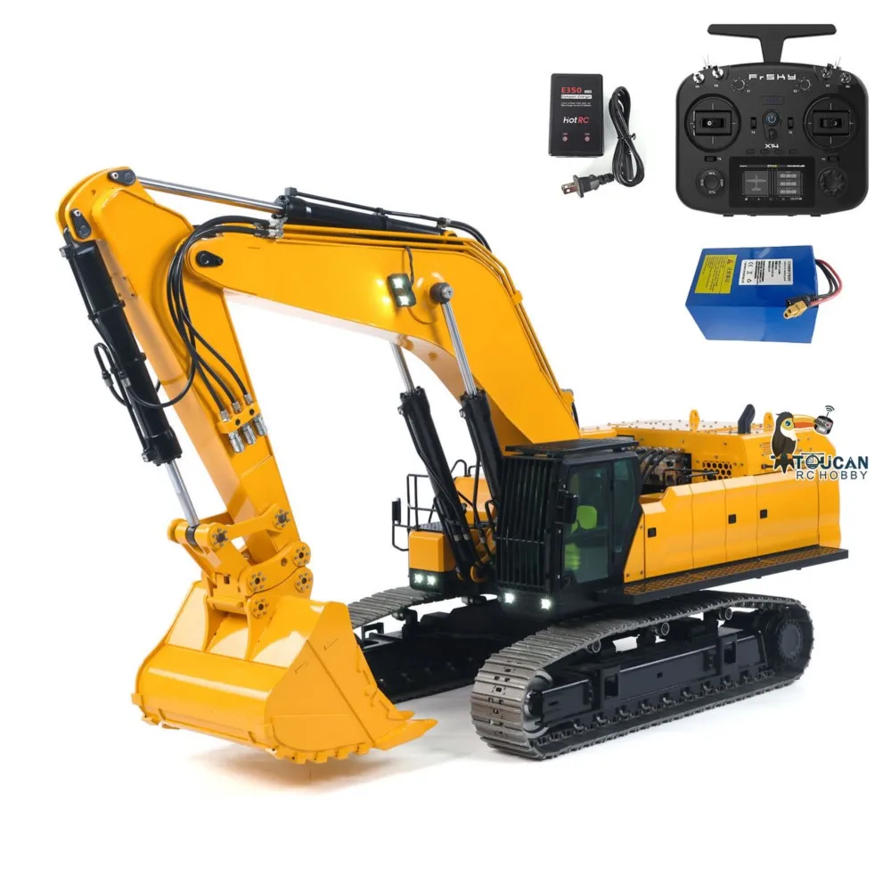 1/12 55KG Metallo 395F Escavatore Idraulico Telecomandato RC Scavatore Doppia Pompa RTR Macchina Pesante Lampada Radio 6CH Valvola Camion Auto