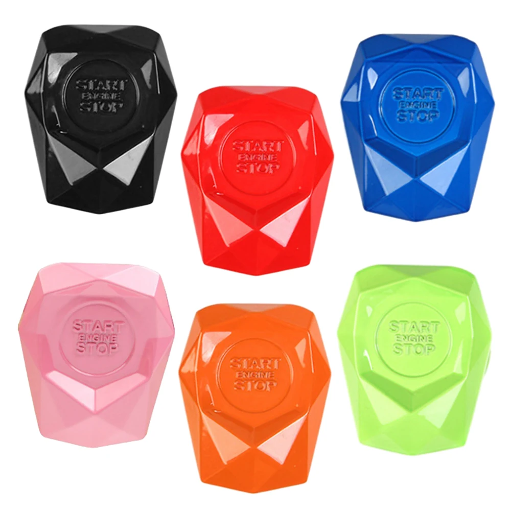 

Крышка кнопки запуска двигателя автомобиля, декоративные автоаксессуары, кнопка зажигания, наклейка, черный/красный/синий/розовый