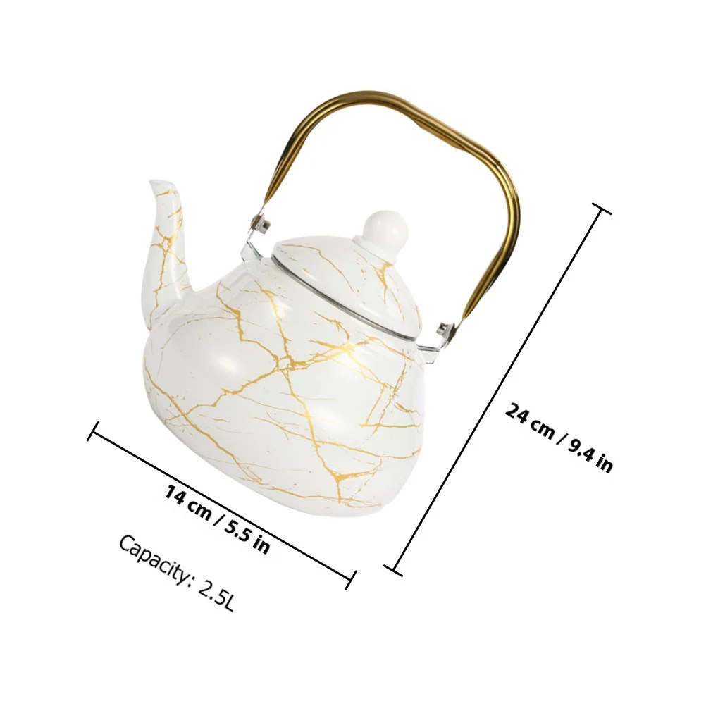 غلاية شاي سميكة للمياه بنمط رخامي للمنزل والفندق والمكتب ومقبض من المينا وعاء قهوة للاستخدام اليومي غلاية تسخين