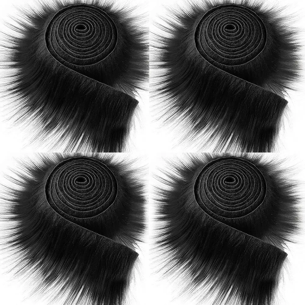 Multicolor Long Plush Fur Trim Fabric Roll