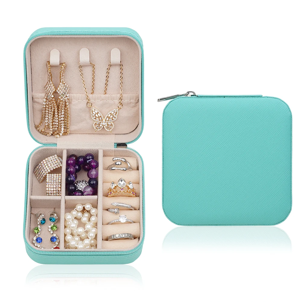 Portable Mini Jewelry Storage Box Travel Organizer Jewelry Case Leather Storage Earrings Necklace Ring Jewelry Organizer Display