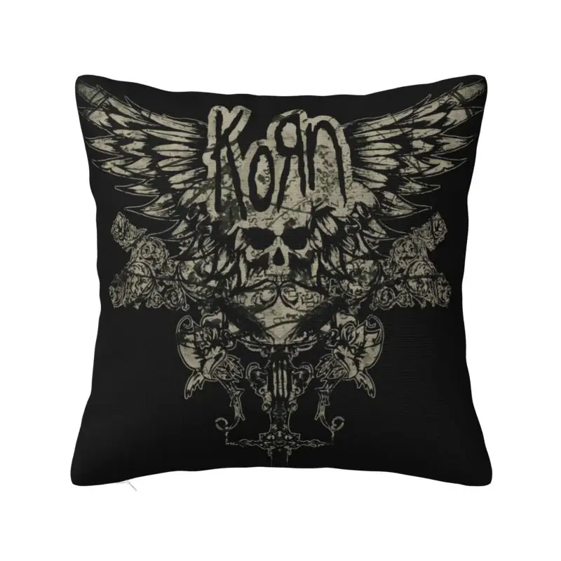 Custom Heavy Metal Music Korns Skull Square Pillow Cover Decoration 3D Double-sided Printed Cushion Cover for Sofa