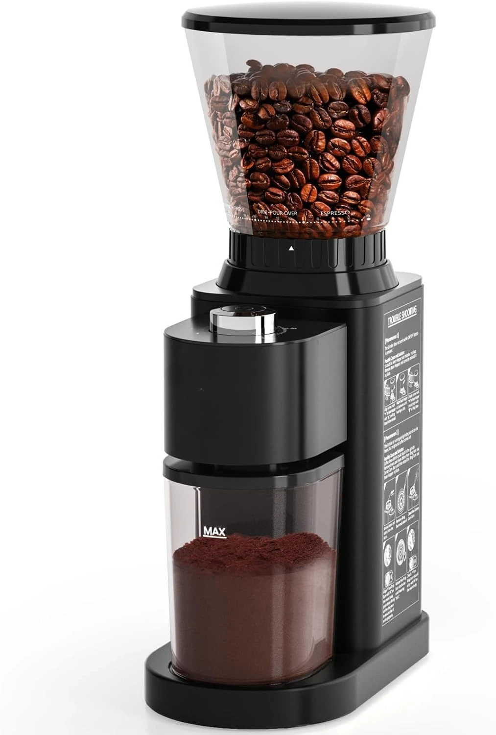 

Coffee Bean Grinder with 48 Gind Settings, Conical Burr Coffee Grinder for Home Use,Stainless Steel,40 Seconds Adjustable Timer