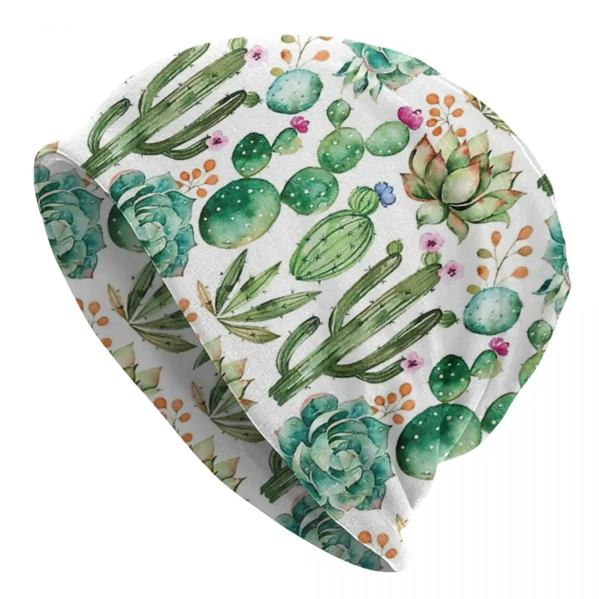 

Watercolor Cactus Pattern Unisex Adult Beanies Caps Knitting Bonnet Hat Warm Hip Hop Autumn Winter Outdoor Skullies Hats
