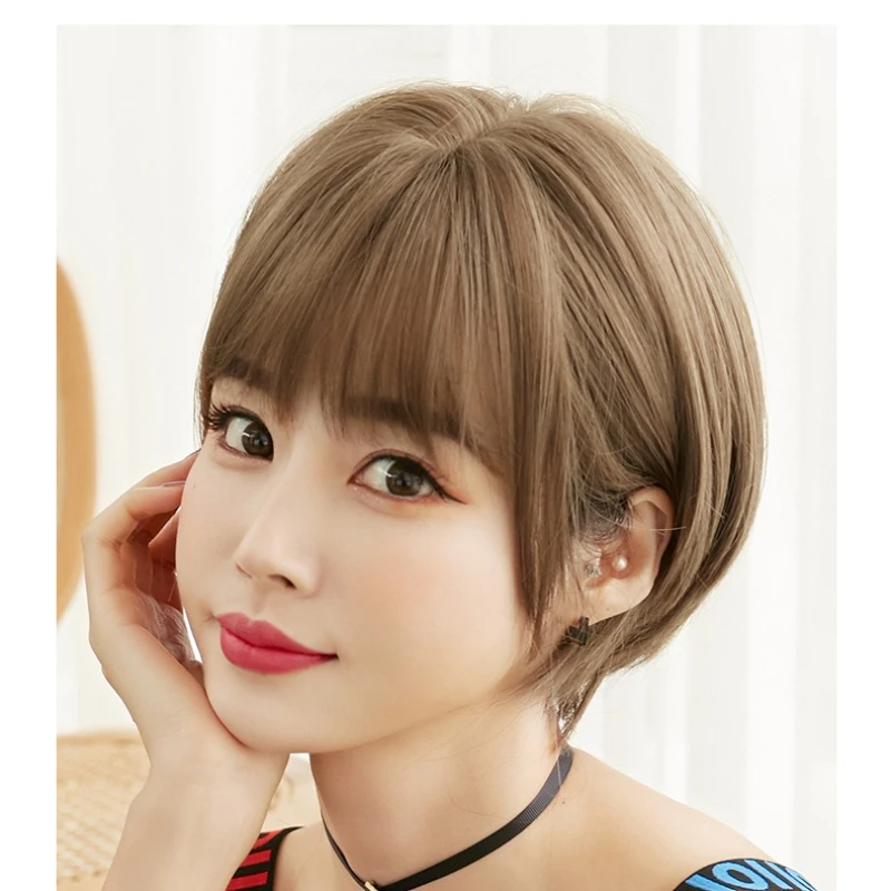 باروكة شعر قصيرة، شعر كتان مموج، شعر مستعار حريري عالي الحرارة، شعر مستعار طبيعي للحفلات التنكرية، مناسب للاستخدام للنساء