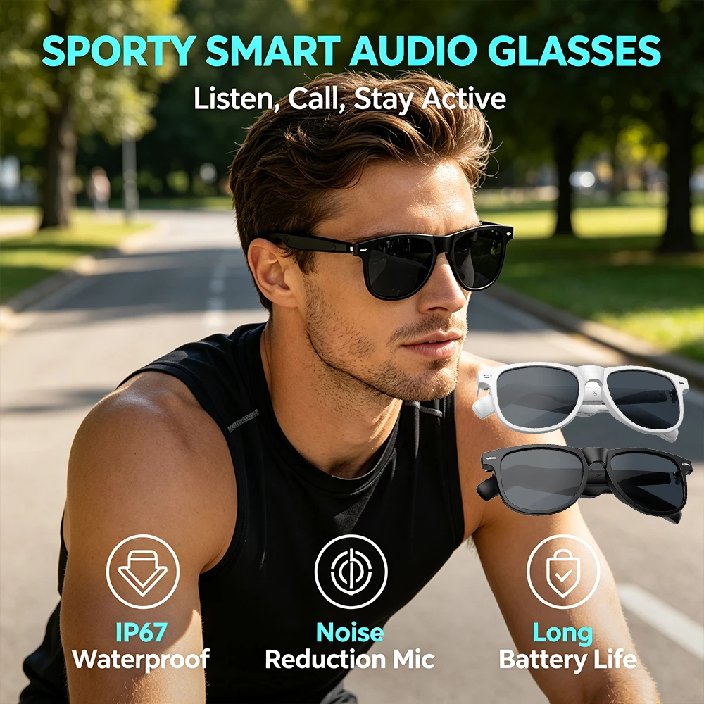 Audio Music Arabic - แว่นตาอัจฉริยะทันสมัย ไร้สาย พร้อมระบบเสียงแบบ Open-Ear สำหรับผู้ชายและผู้หญิง ใช้ในชีวิตประจำวัน