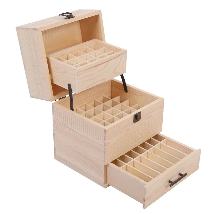 59 Grid Level 3 Space Savings Wooden Storage Boxes Case Essential Oil Storage Case box Multi-Tray Organizer Large Organizers BB
