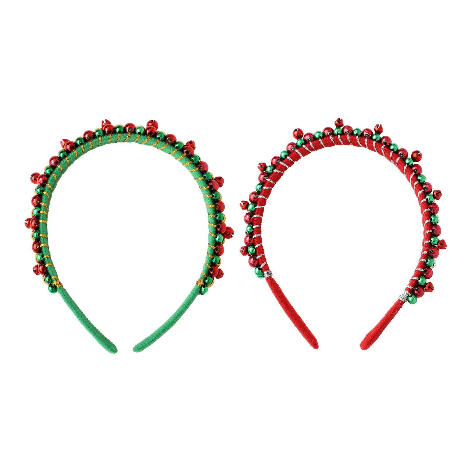 Christmas Headwear Bell Headband Jingle Bells Red Green Plastic Beads Adults Kids Xmas Festival Party Cosplay Hair Accessories