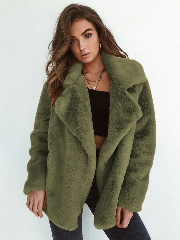 Oversized Plush Coat Women Winter Warm Thick Fluffy Jacket Vintage Loose Teddy Overcoat Ladies Sexy Party Fur Coats Streetwear