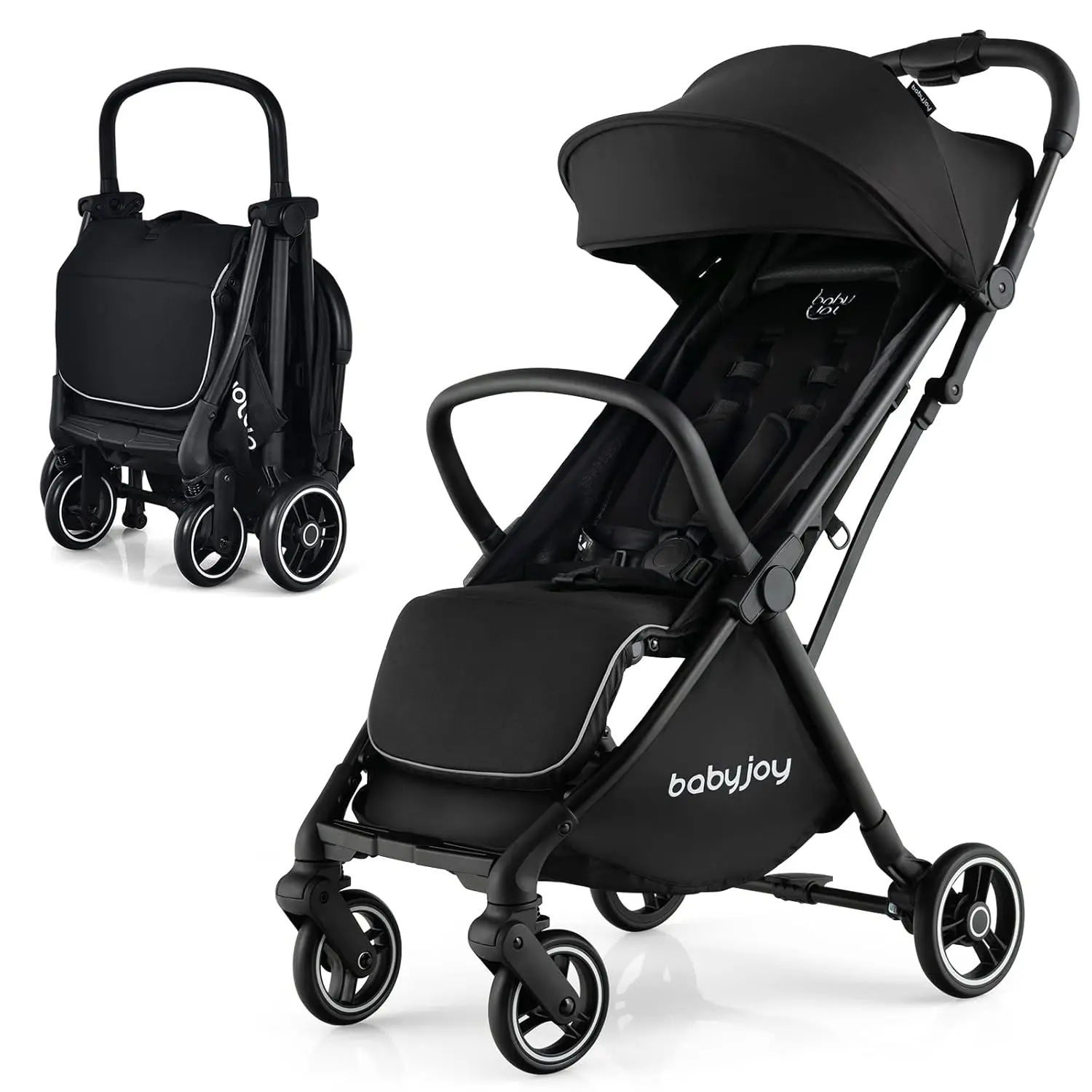 

Lightweight Baby Stroller, Compact Travel Stroller for Airplane, Infant Toddler Stroller w/Adjustable Backrest & Canopy