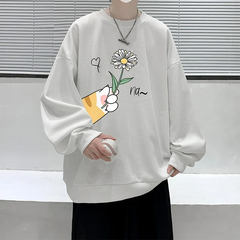 Men's Oversized Hoodie White Walf Checks Hoodies for Men Floral Print Fashion 5XL Man Casual Wear Hoody Male Sweatshirt