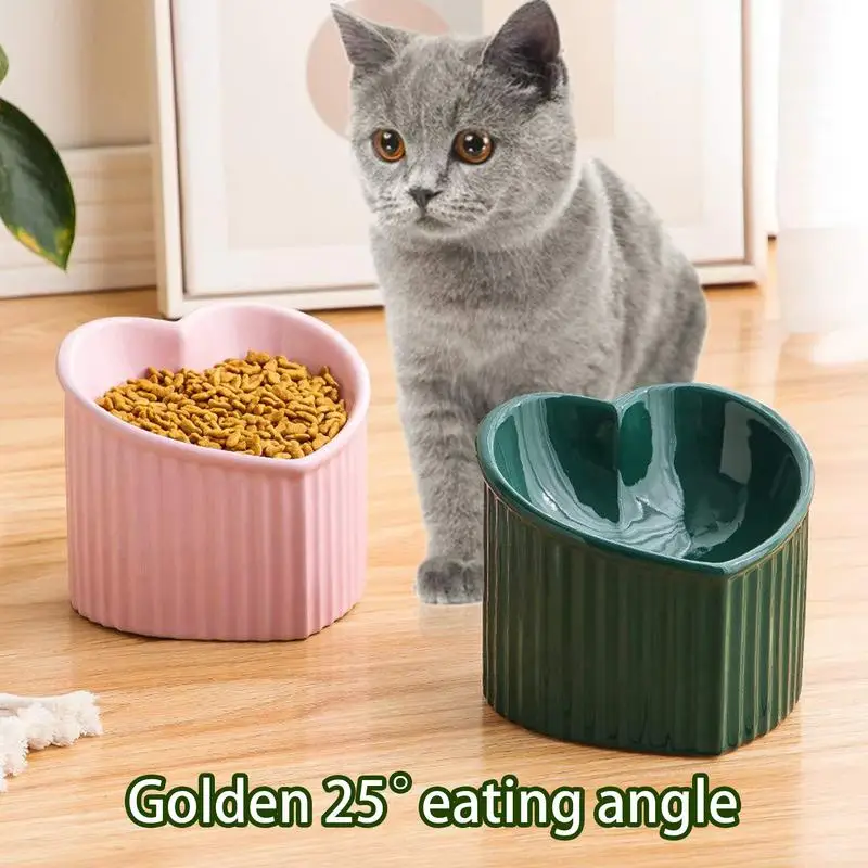 Pet Food Bowls For Cats Inclined Ceramic Bowl For Cat Water Feeding Elevated Porcelain Pet Feeder Bowl Medium Small Pets Supply