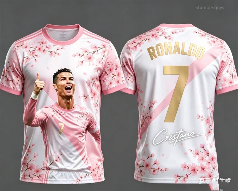 Ronaldo No.7 AI Pattern 3D Print Men's Football T-shirt Oversized Sports Short Sleeve Jersey for Kids Unisex Summer Trend 2026