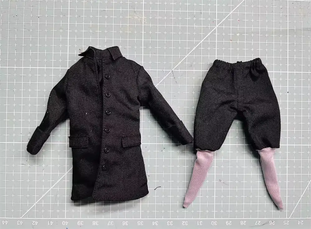 3ATOYS Scale 1/12 Black  Long Coat Pant Mini Toys Model For 6