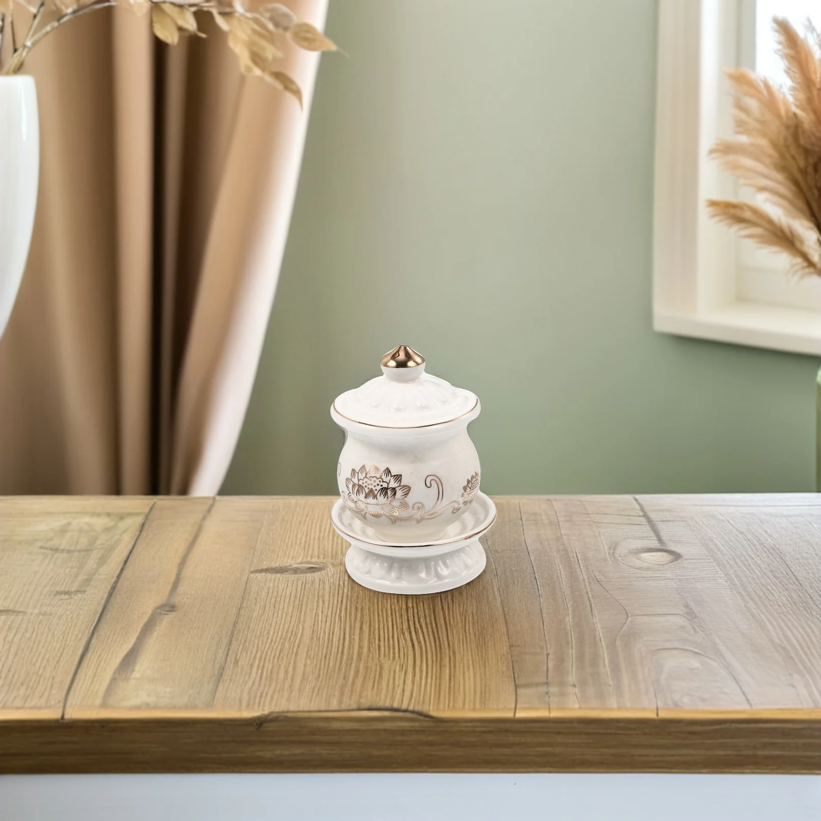 2 قطعة تقديم أكواب مياه السيراميك لوازم البوذية معبد أطباق البورسلين زهرة اللوتس طقوس الديكور كوب العبادة #2