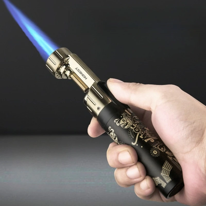 

Honest New Metal Windproof Spray Gun Inflatable Lighter, Outdoor High Temperature Blue Flame Durable Igniter Smoking Set