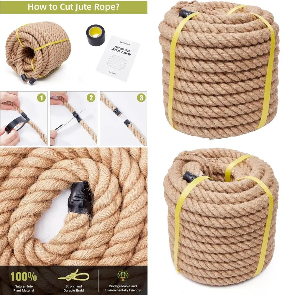 

Прочная джутовая веревка 2 x 50 футов для садоводства, рукоделия, изготовления гамаков и домашнего декора