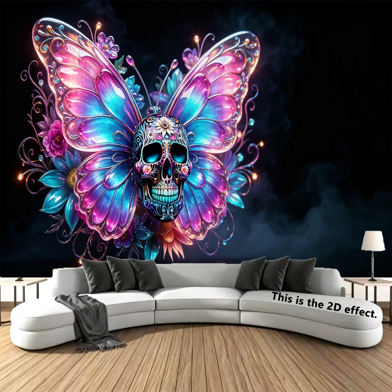 Gothic Skull Butterfly Background Cloth Hanging Cloth Bedroom Bedside Decorative Wall Cloth Dormitory Tapestry