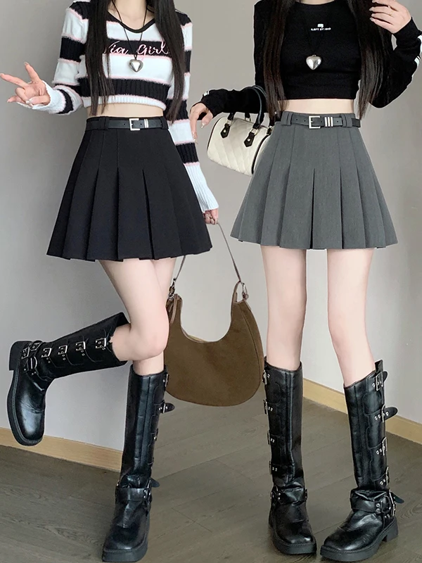 High Waist A-Line  Skirt Women's Business Style Pleated Short Skirt Slimming Effect Summer 2026 New Collection