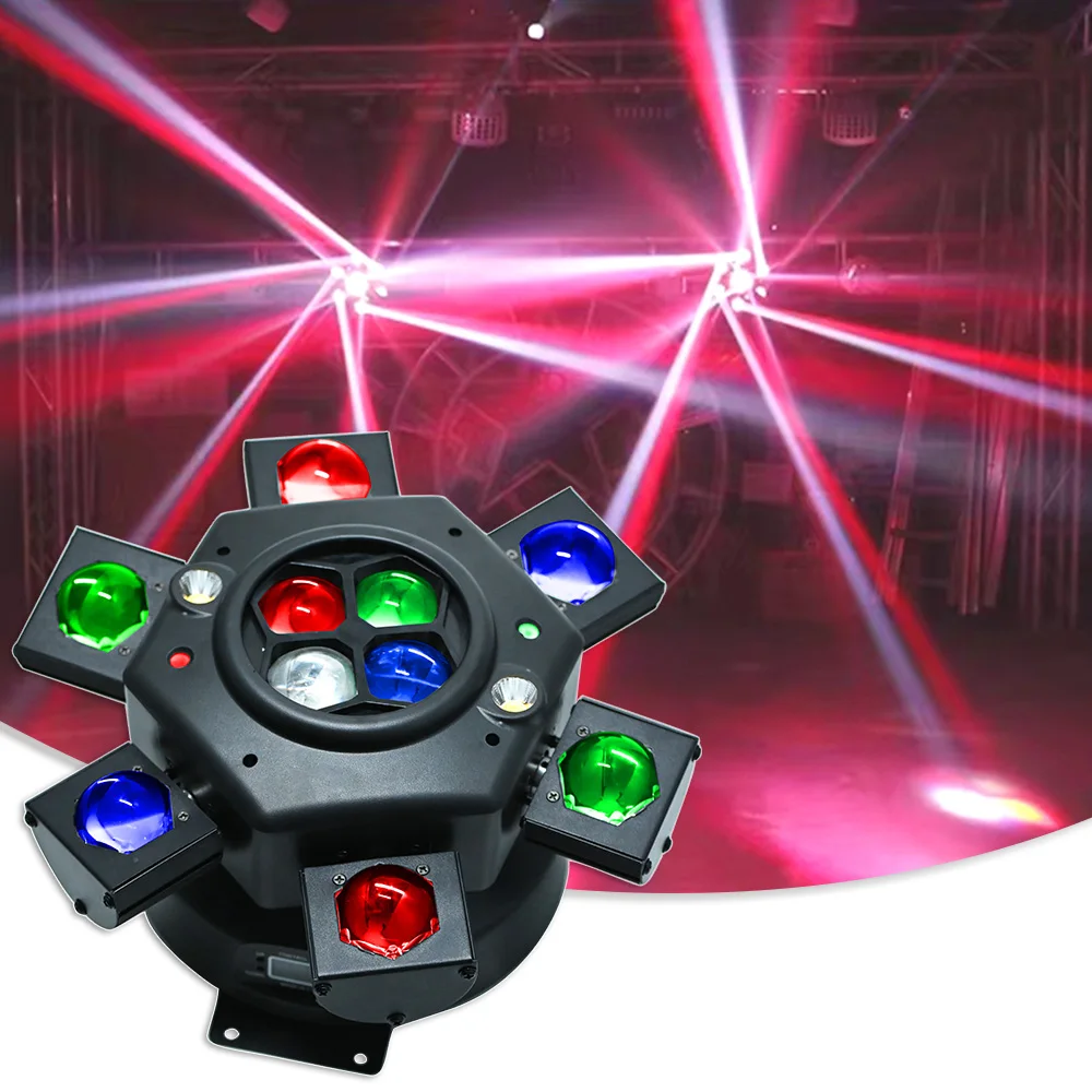 YUER LED 10x10w RGBW Beam Laser Strobe Effect Stage Lighting Party DJ Sound Activated DMX 512 Disco Music Club Projector Lights