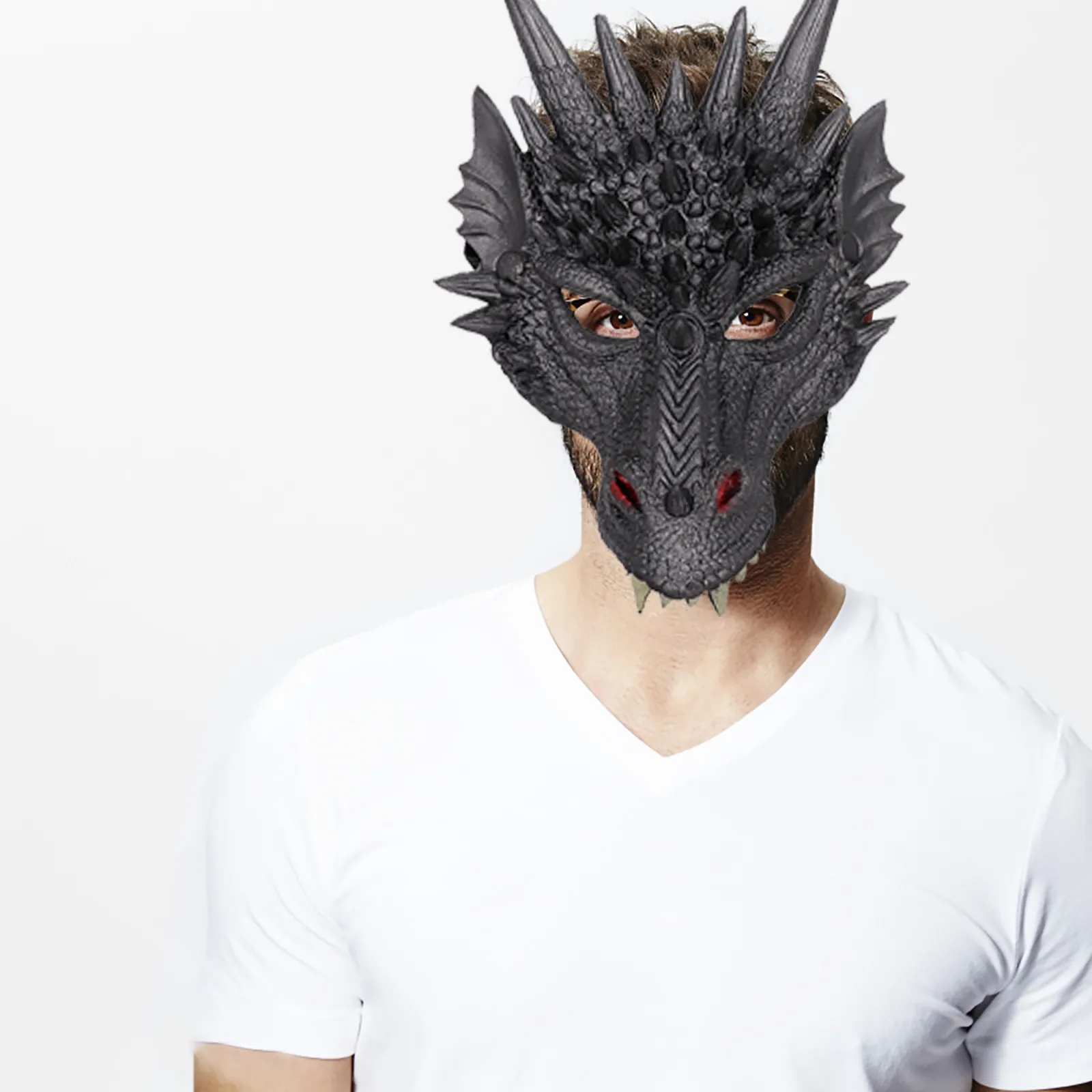 4D 드래곤 마스크 반 얼굴 마스크 성인 어린이 남여 동물 마스크 할로윈 유령 마스크 의상 코스프레 파티 액세서리