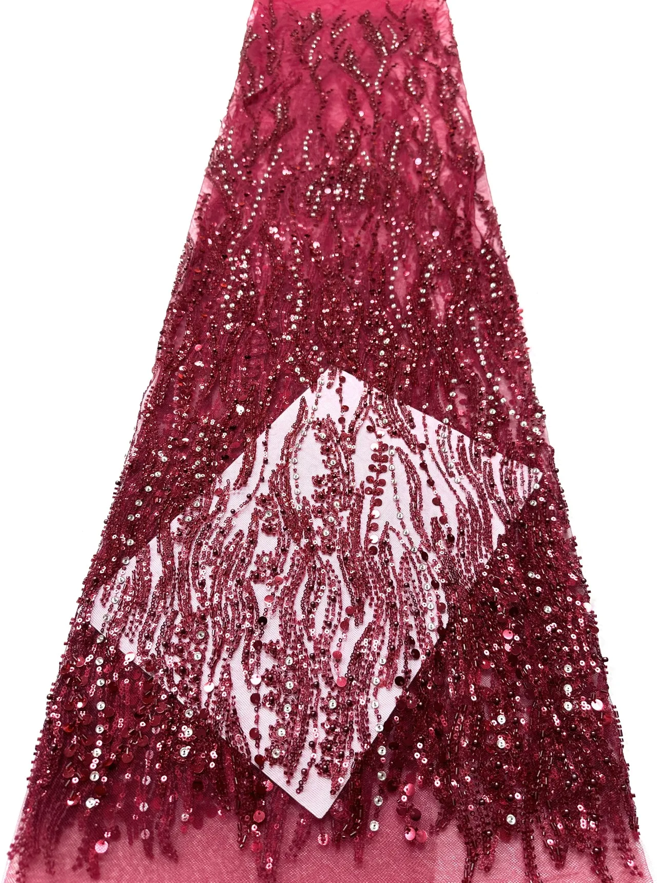 

Latest Sequin Fashion Design Handmade Handmade Embroidery Beads for Wedding Women Gown Dress Lace Fabric Sell By 5 Yards