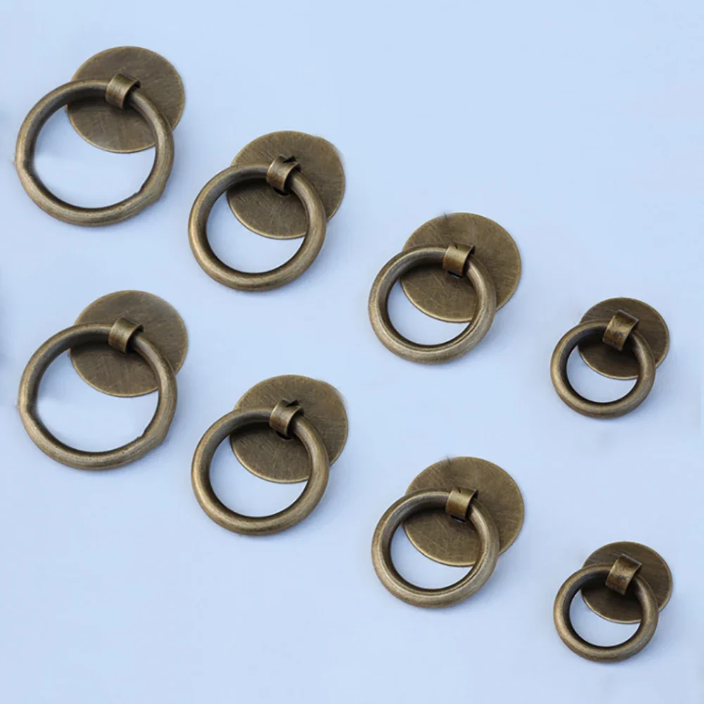 1-8Pcs Round Pull New Chinese Style Brass Wardrobe Door Handle Medicine Bucket Drawer Cabinet Single Hole Handle
