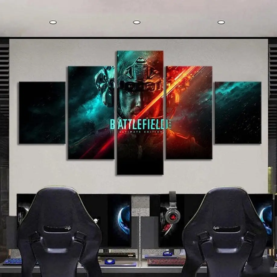 Unframed 5 Panel Battlefield 2042 Video Game Modular Modern Canvas Posters Wall Art Picture Paintings for Living Room Home Decor