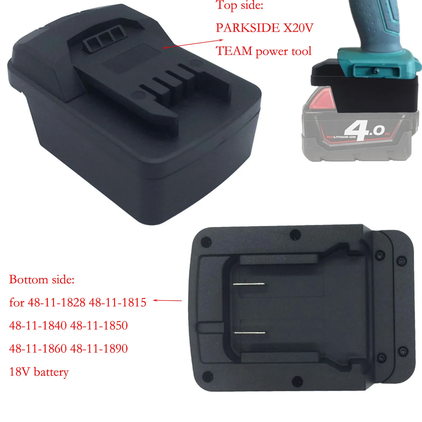 

Преобразователь аккумулятора для 48-11-1828 48-11-1840 Литий-ионный аккумулятор 18 В для Parkside X20V Team, подключение к аккумуляторным инструментом