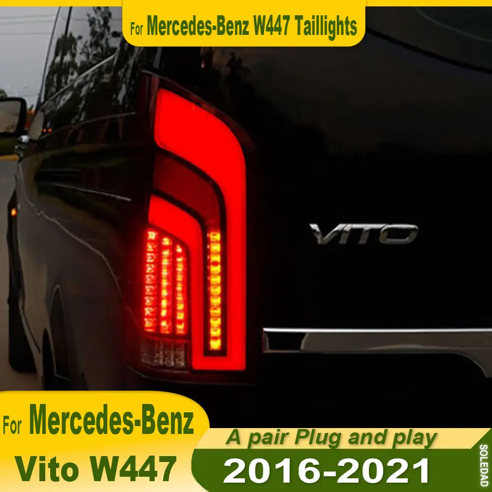 2pcs LED Tail Light Assembly for Benz Vito W447 2016-2021 Taillights Plug and Play with LED Dynamic Turning Rear Tail lights