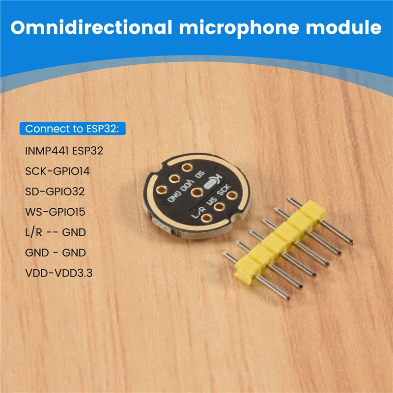 A72T 5 uds INMP441 módulo de micrófono omnidireccional MEMS interfaz I2S de alta precisión y baja potencia compatible con ESP32