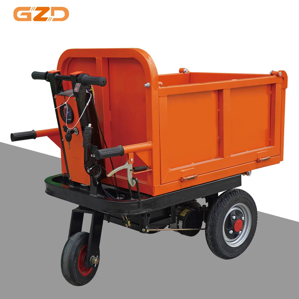 Hand-Push Electric Engineering Small Tricycle Cart Material Handling Electric Trolley Mini Dumper