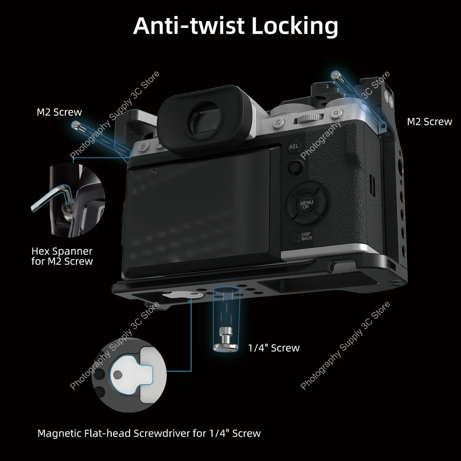 

Nitze Camera Cage for Fujifilm X-T5 Camera with Built-in NATO Rail and Arca Swiss Quick Release Plate