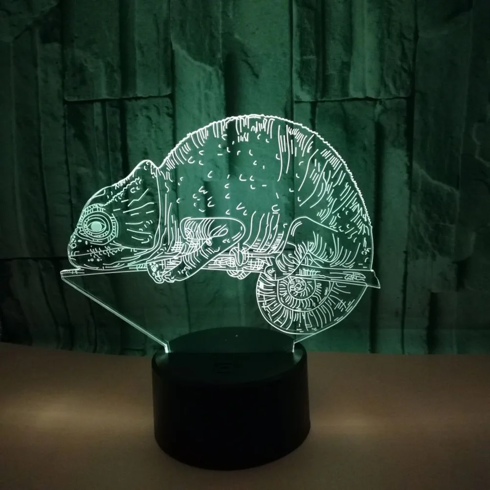 

3D ночник светодиодный декоративный светильник для маленькой спальни, детский креативный узор-хамелеон, мягкое освещение, энергосбережение, длительный сервис